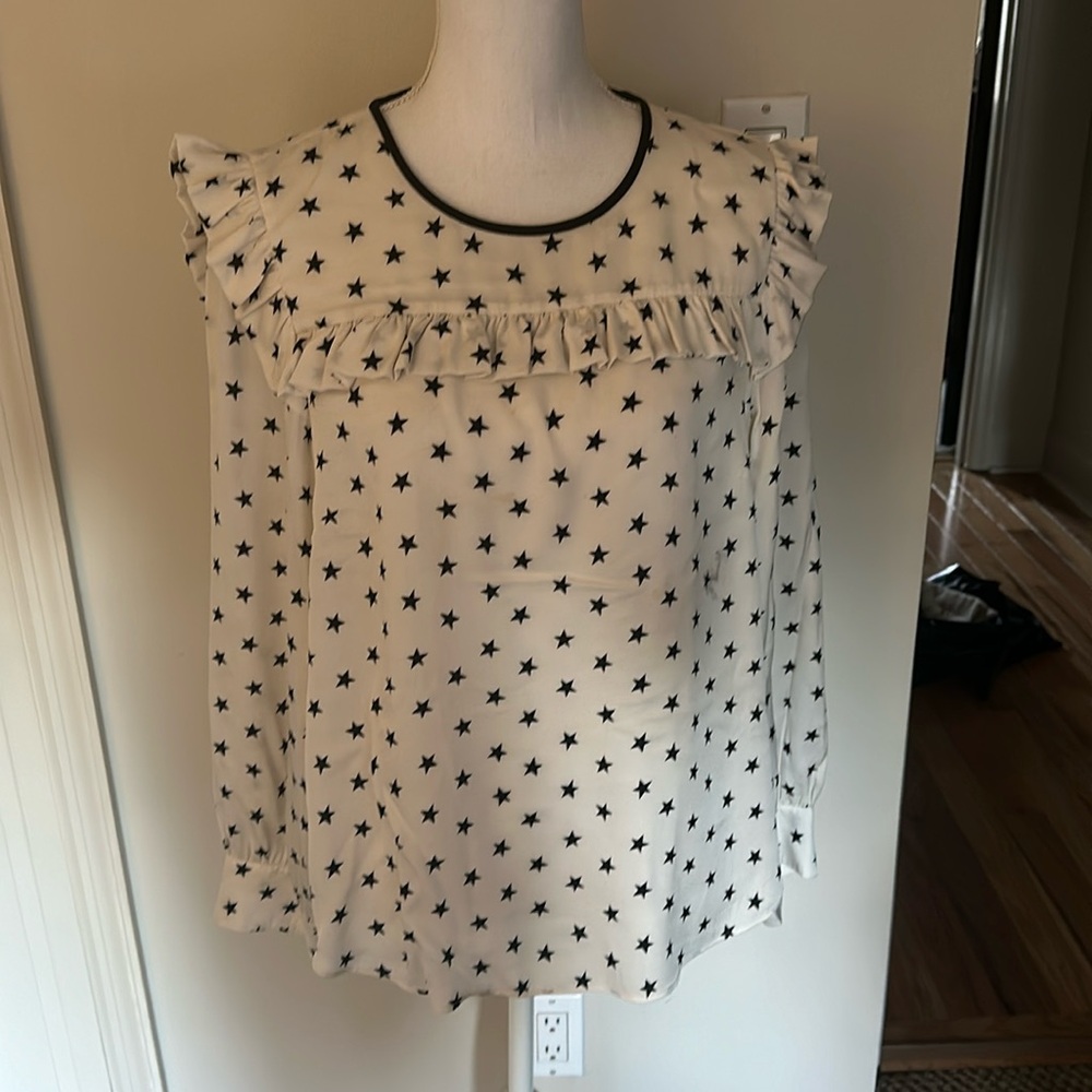 Fun Silk Like with Stars Blouse, with ruffle detail